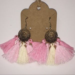 Pink and Cream TASSEL Earrings